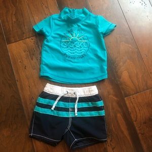 Cutest little Baby Gap Swim Rashguard and Shorts